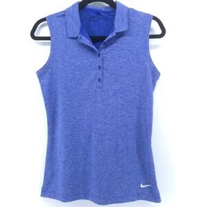 Nike Golf Dri-Fit Victory Tour Athletic Wicking Night Blue Polo 5 Buttons Tank S